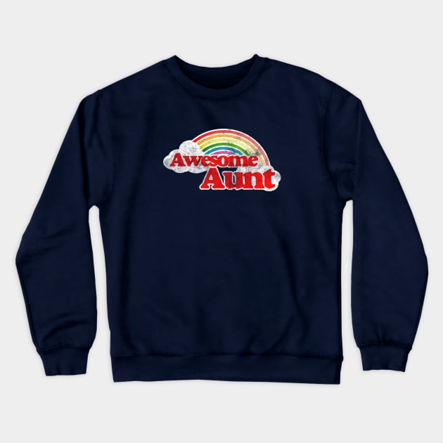 Awesome Aunt retro rainbow Crewneck Sweatshirt by bubbsnugg